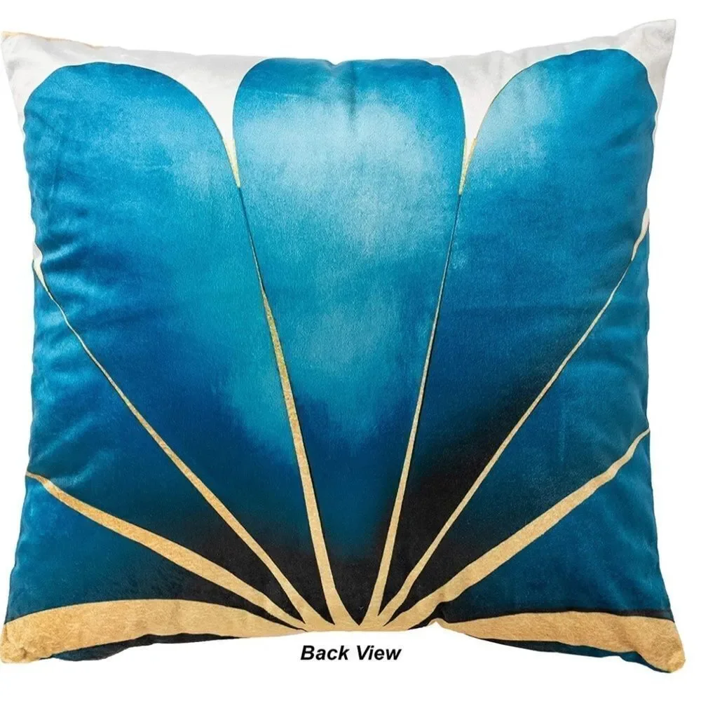 Pack of 2 Velvet Accent Pillow Covers - Blue/Gold Geometric - 18x18